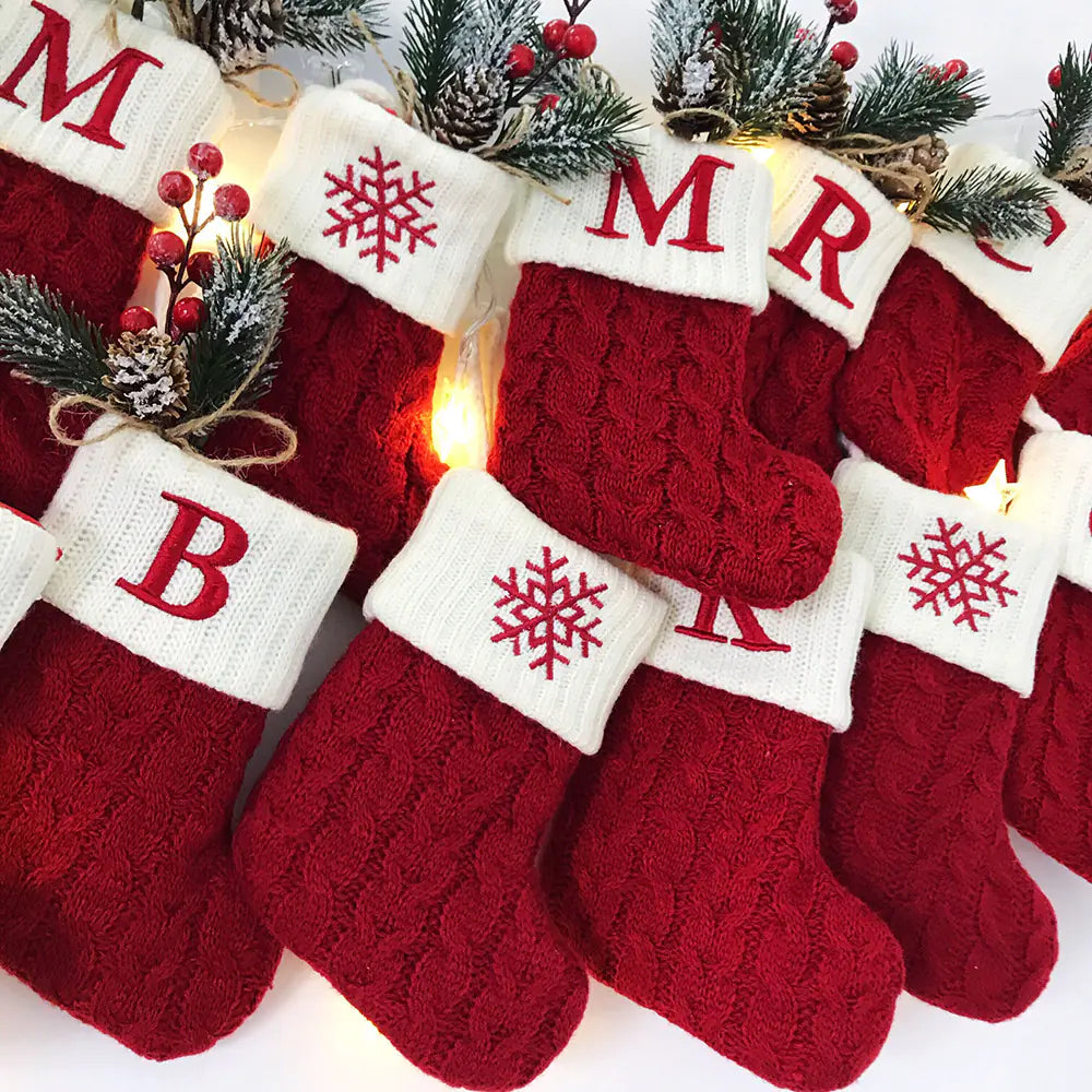 Knitted Christmas Letter Socks - Dark M1ndz