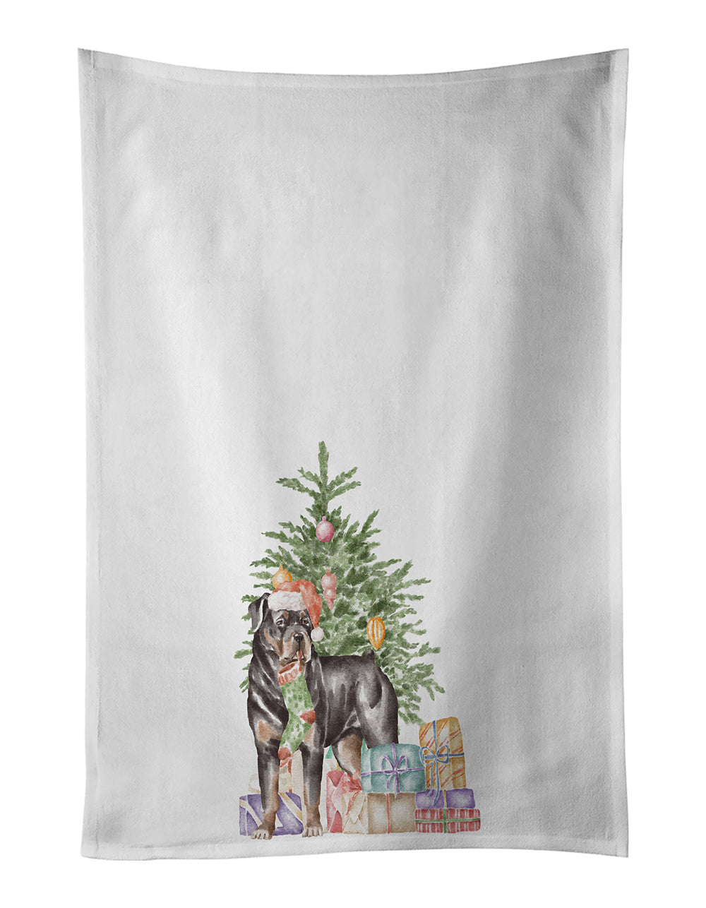 Rottweiler Christmas Presents and Tree Kitchen Towel Set of 2 - Dark M1ndz