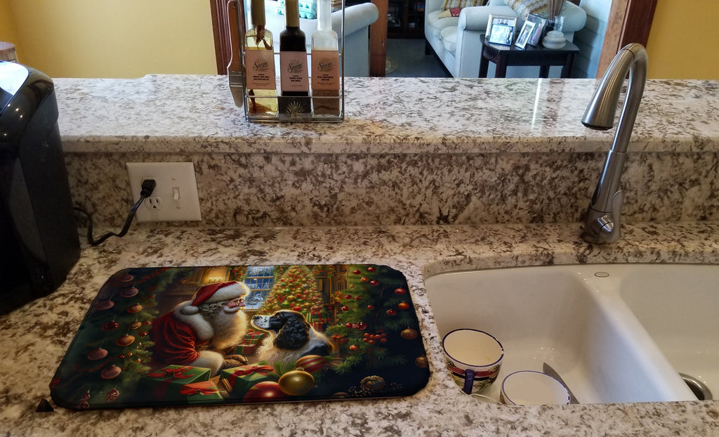 English Springer Spaniel and Santa Claus Dish Drying Mat - Dark M1ndz