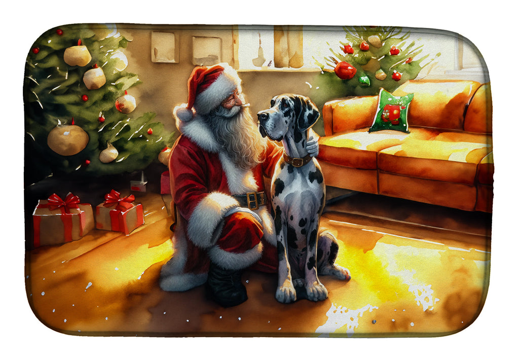 Great Dane and Santa Claus Dish Drying Mat - Dark M1ndz
