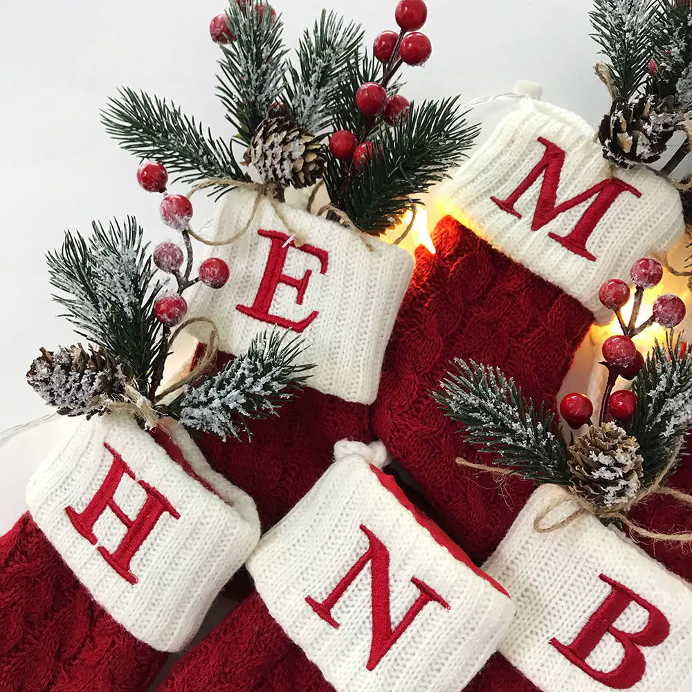 Knitted Christmas Letter Socks - Dark M1ndz