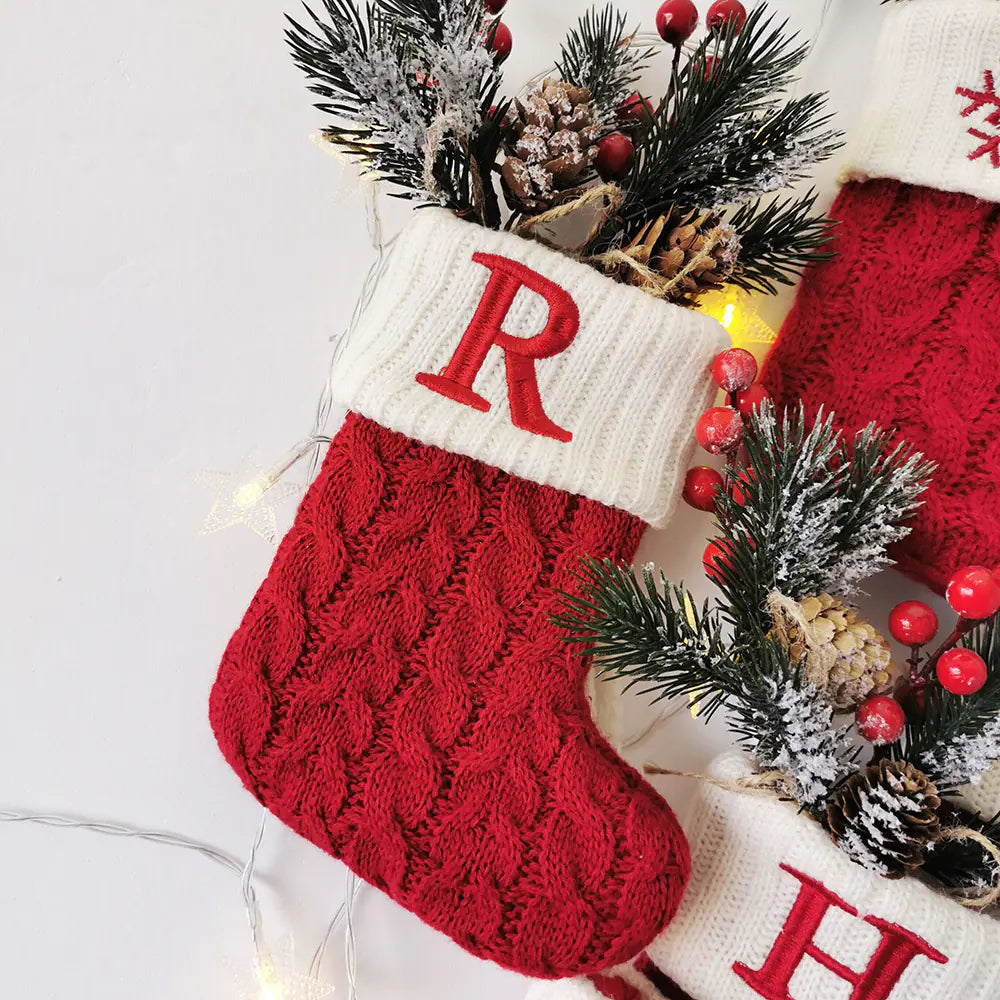 Knitted Christmas Letter Socks - Dark M1ndz
