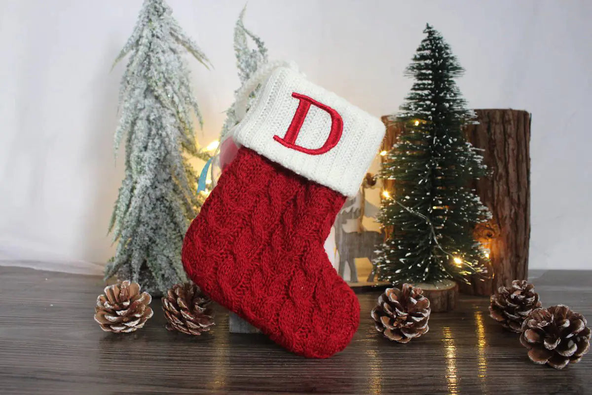 Knitted Christmas Letter Socks - Dark M1ndz