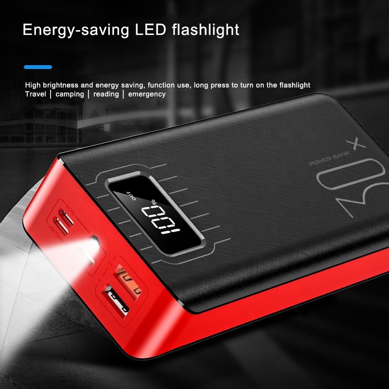 20000mAh External Battery Power Bank Dual USB With LED Flashlight - Dark M1ndz